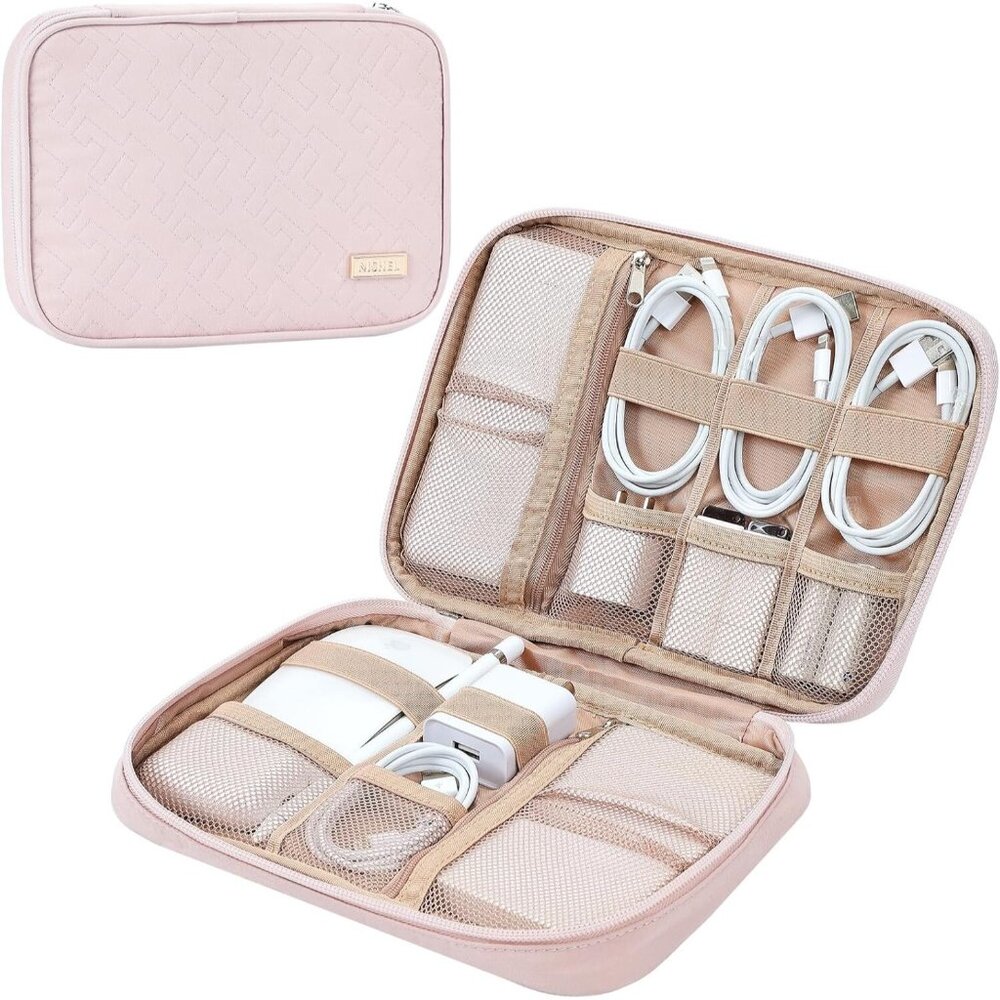 Nishel Travel Cord Organizer Bag Single Layer Electronics Storage Zip Around